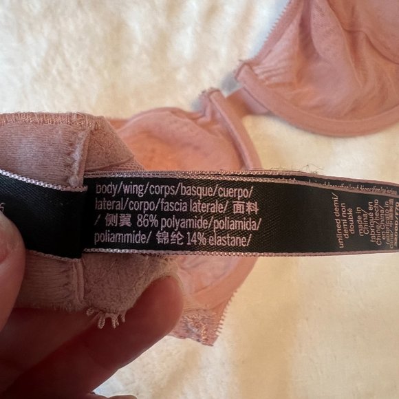 Victoria's Secret VERY SEXY Unlined Zebra Lace Demi Bra demure pink size 32DDD - Picture 13 of 15